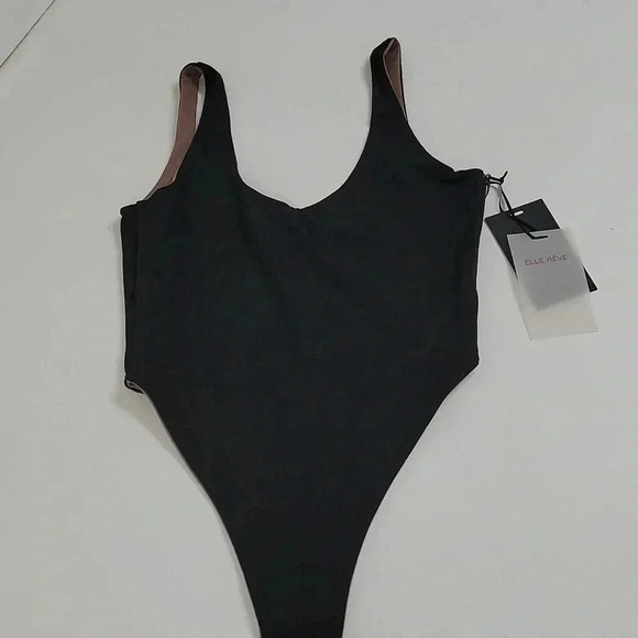 Elle Reve Peace Bodysuit Black/ Taupe - Picture 2 of 12